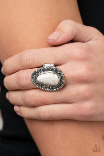 Downtown Desertscape - White Stone Silver Ring