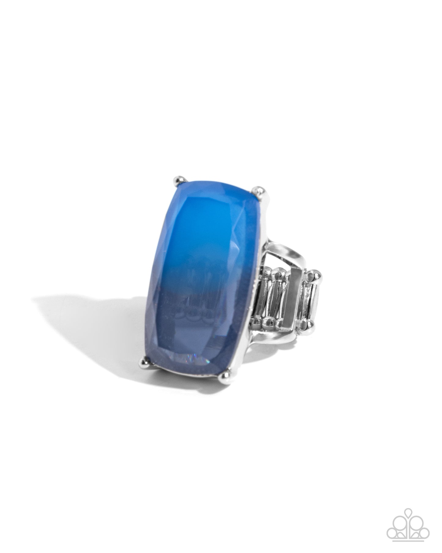 Dramatic Duo - Blue Ombre Gem Silver Ring