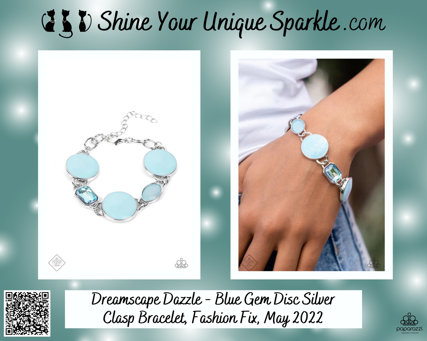 Dreamscape Dazzle - Blue Gem Disc Silver Clasp Bracelet, Fashion Fix, May 2022