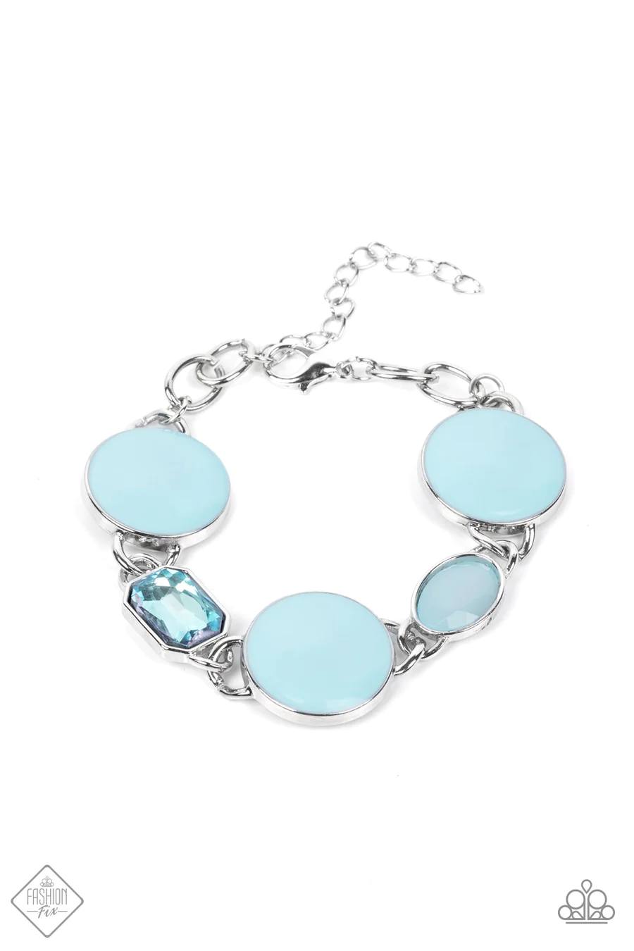 Dreamscape Dazzle - Blue Gem Disc Silver Clasp Bracelet, Fashion Fix, May 2022