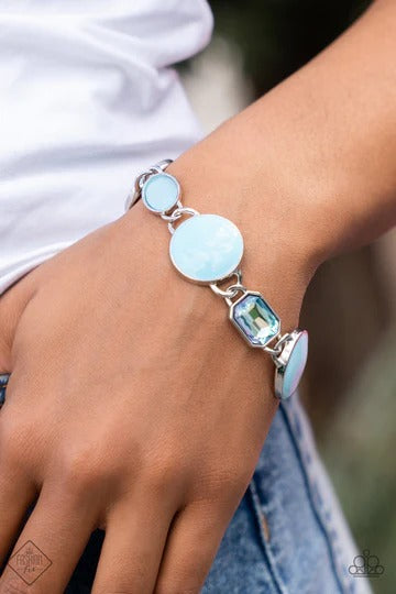 Dreamscape Dazzle - Blue Gem Disc Silver Clasp Bracelet, Fashion Fix, May 2022