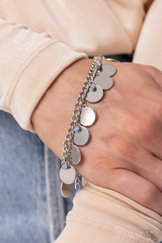 Dreamy Discs - Blue Bead Silver Disc Clasp Bracelet