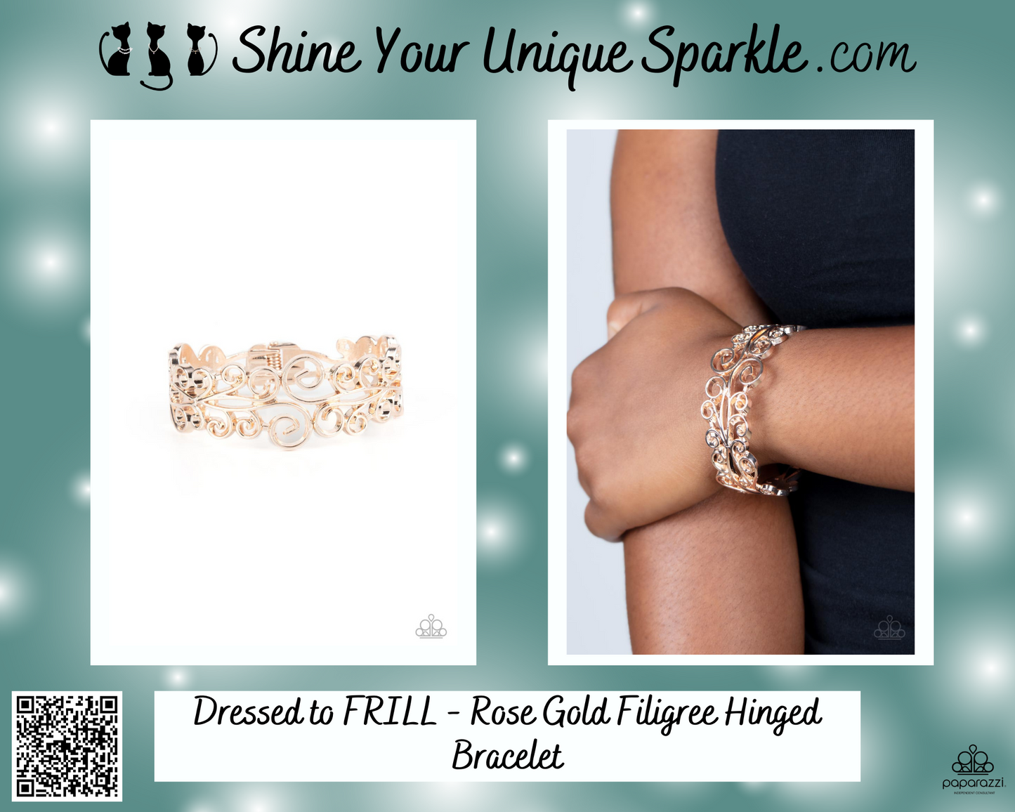 Dressed to FRILL - Rose Gold Filigree Hinged Bracelet