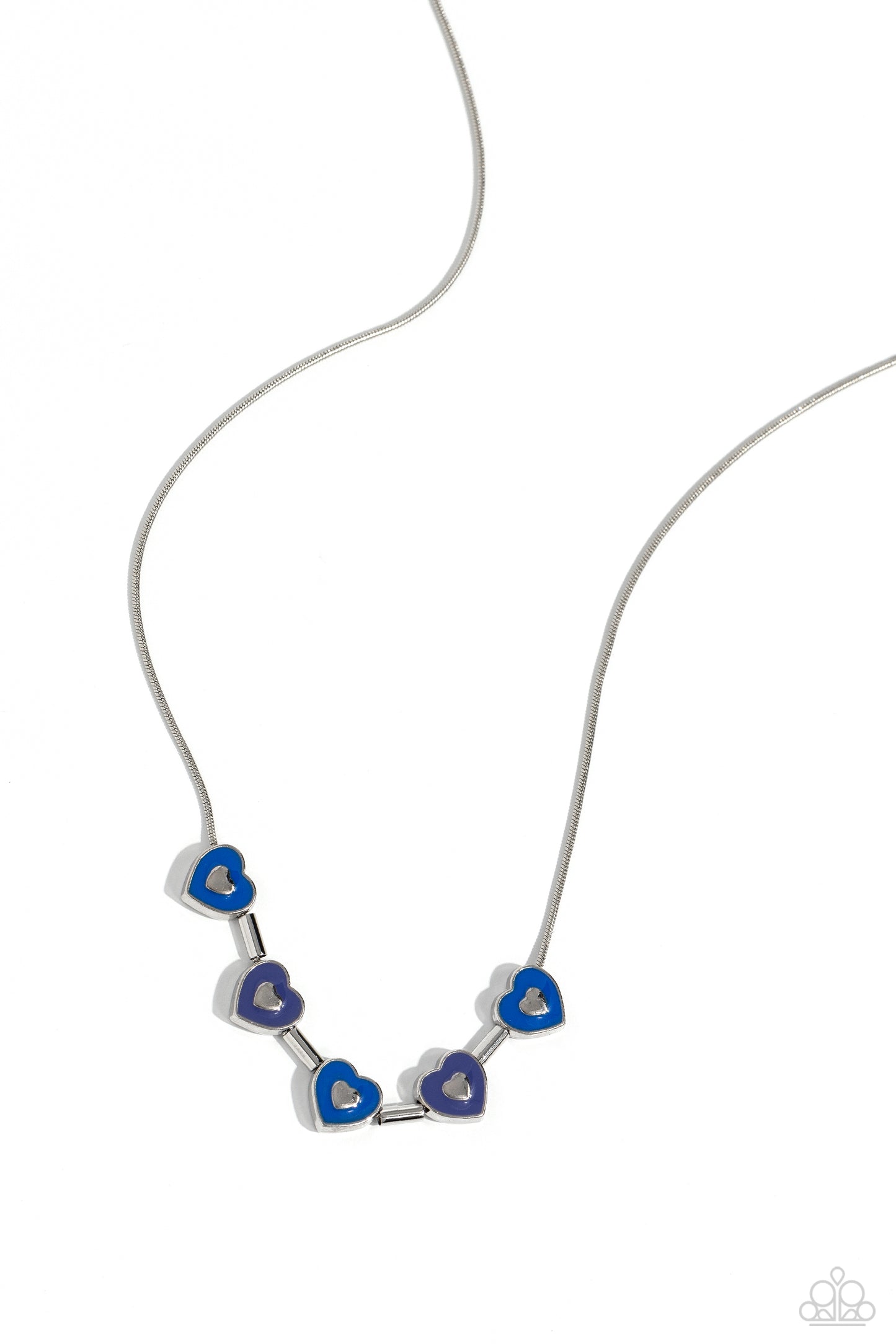 ECLECTIC Heart - Blue Heart Silver Short Necklace