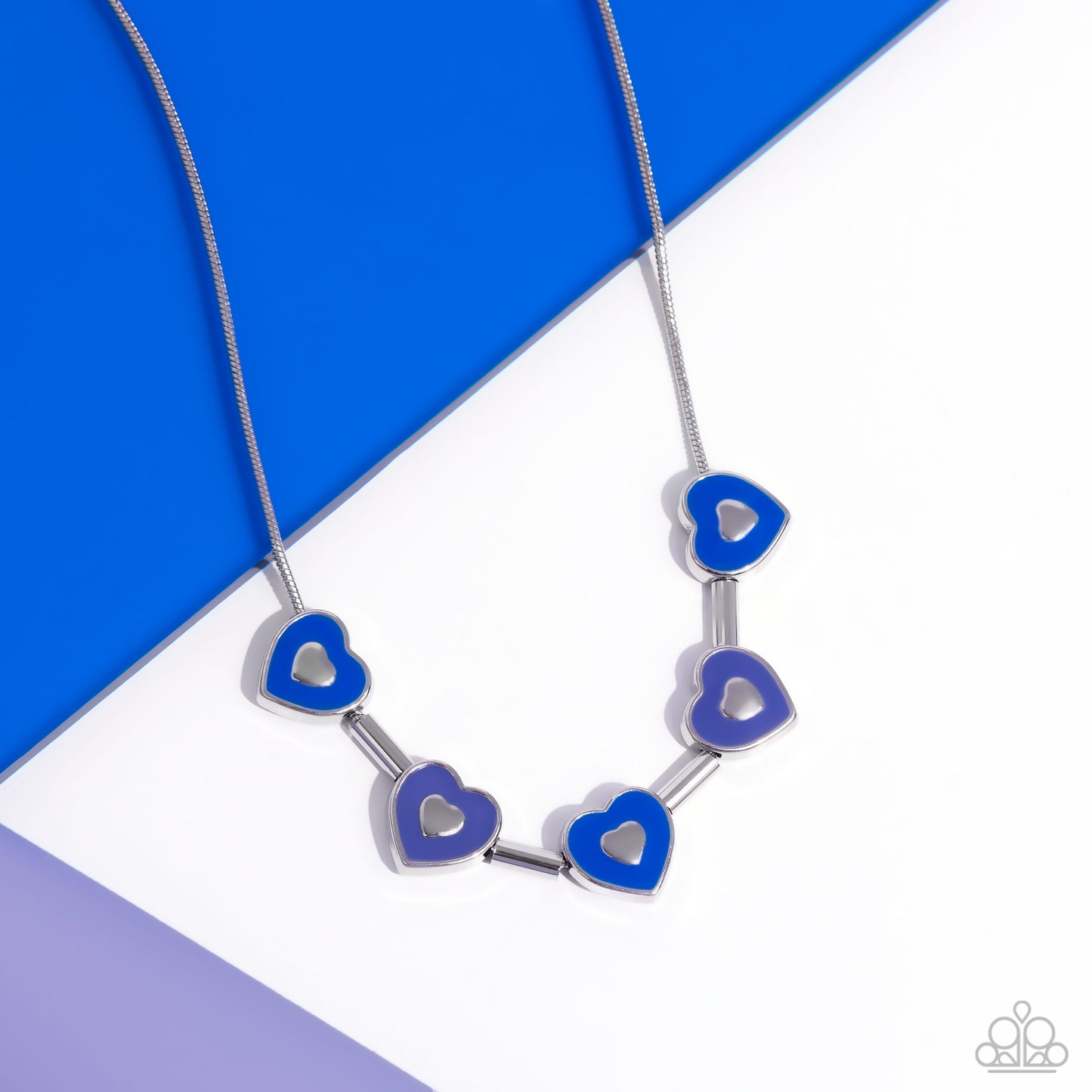 ECLECTIC Heart - Blue Heart Silver Short Necklace