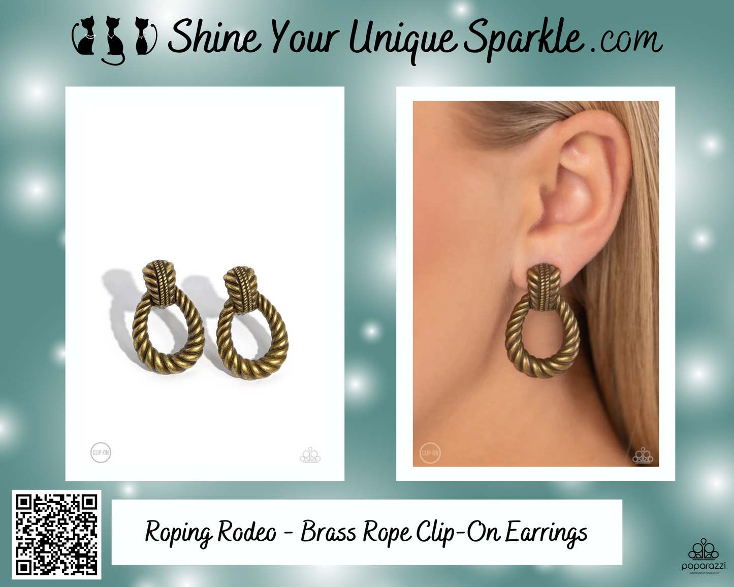 Roping Rodeo - Brass Rope Clip-On Earrings