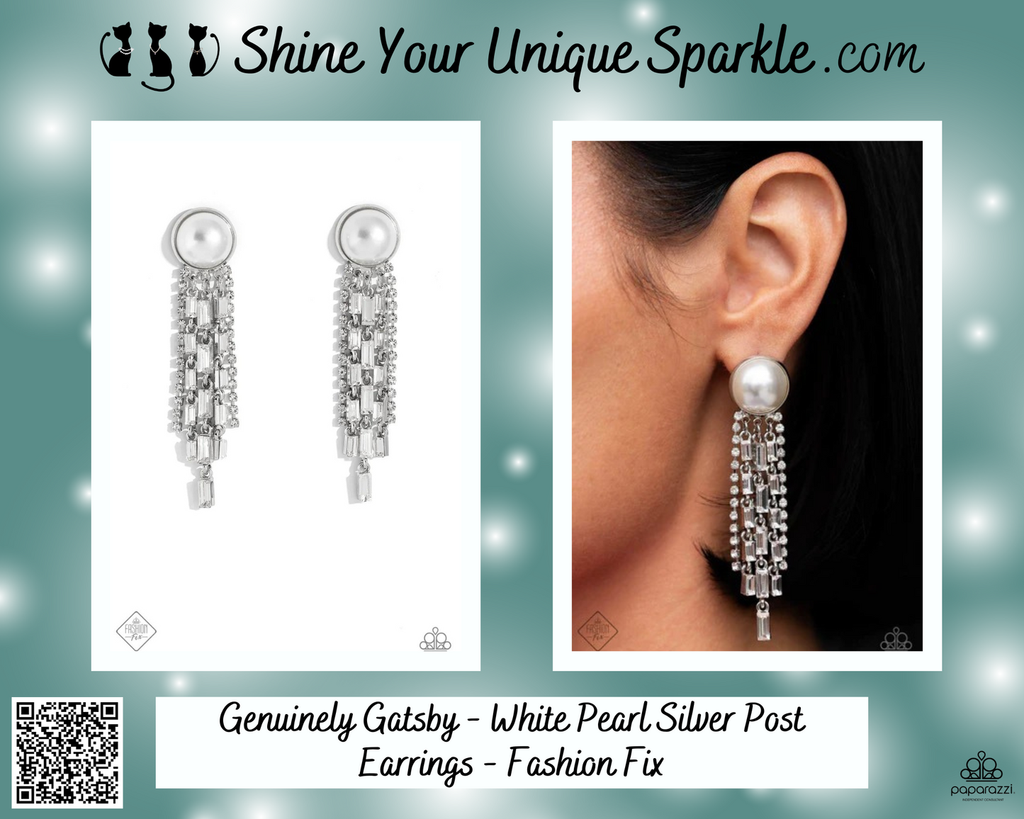 Genuinely Gatsby - White Pearl Silver Post Earrings - Fashion Fix