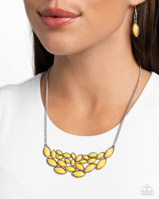 Eden Escape - Yellow Bead Silver Short Necklace