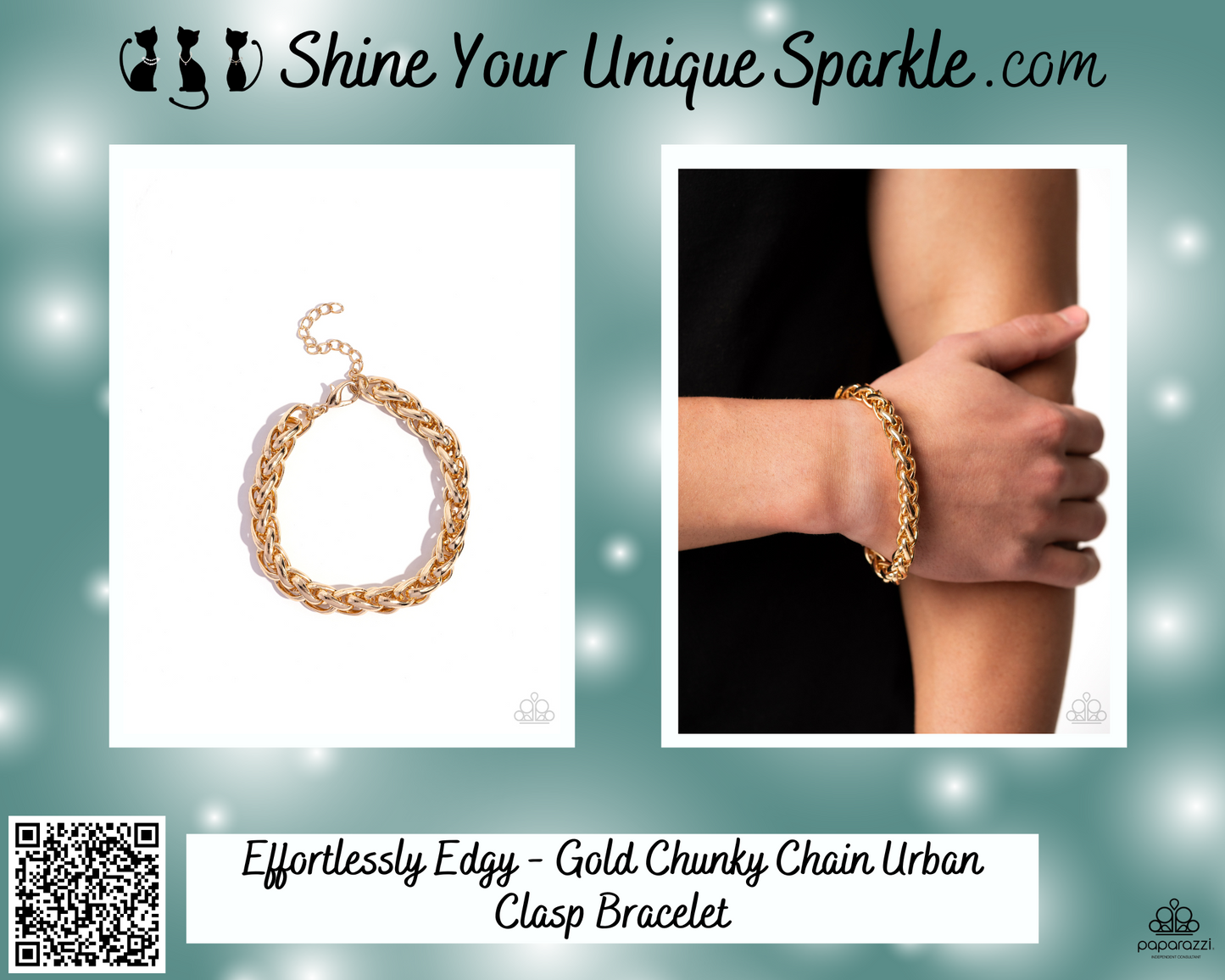 Effortlessly Edgy - Gold Chunky Chain Urban Clasp Bracelet