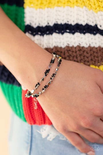 Elite Explorer - Black Seed Bead Silver Accent Clasp Bracelet