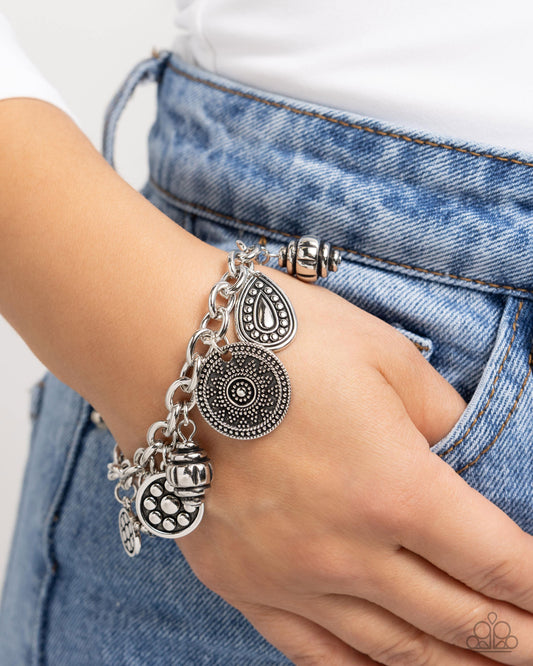 Embellished Estate - Silver Charm Clasp Bracelet