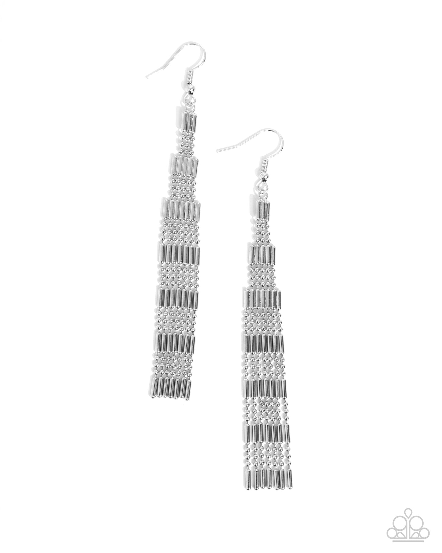 Empire State Etiquette - Silver Chain Fringe Fishhook Earrings