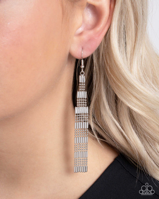 Empire State Etiquette - Silver Chain Fringe Fishhook Earrings