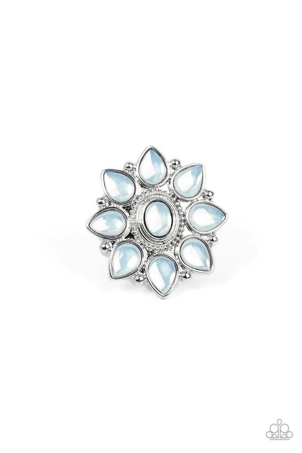 Enchanted Orchard - White Dewy Bead Floral Silver Ring