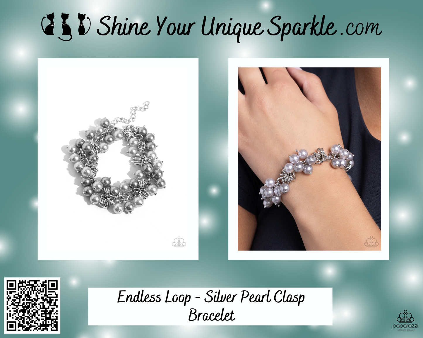 Endless Loop - Silver Pearl Clasp Bracelet