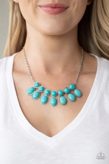 Environmental Impact - Blue Turquoise Silver Short Necklace