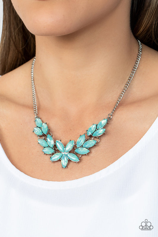 Ethereal Efflorescence - Green Gem Silver Short Necklace