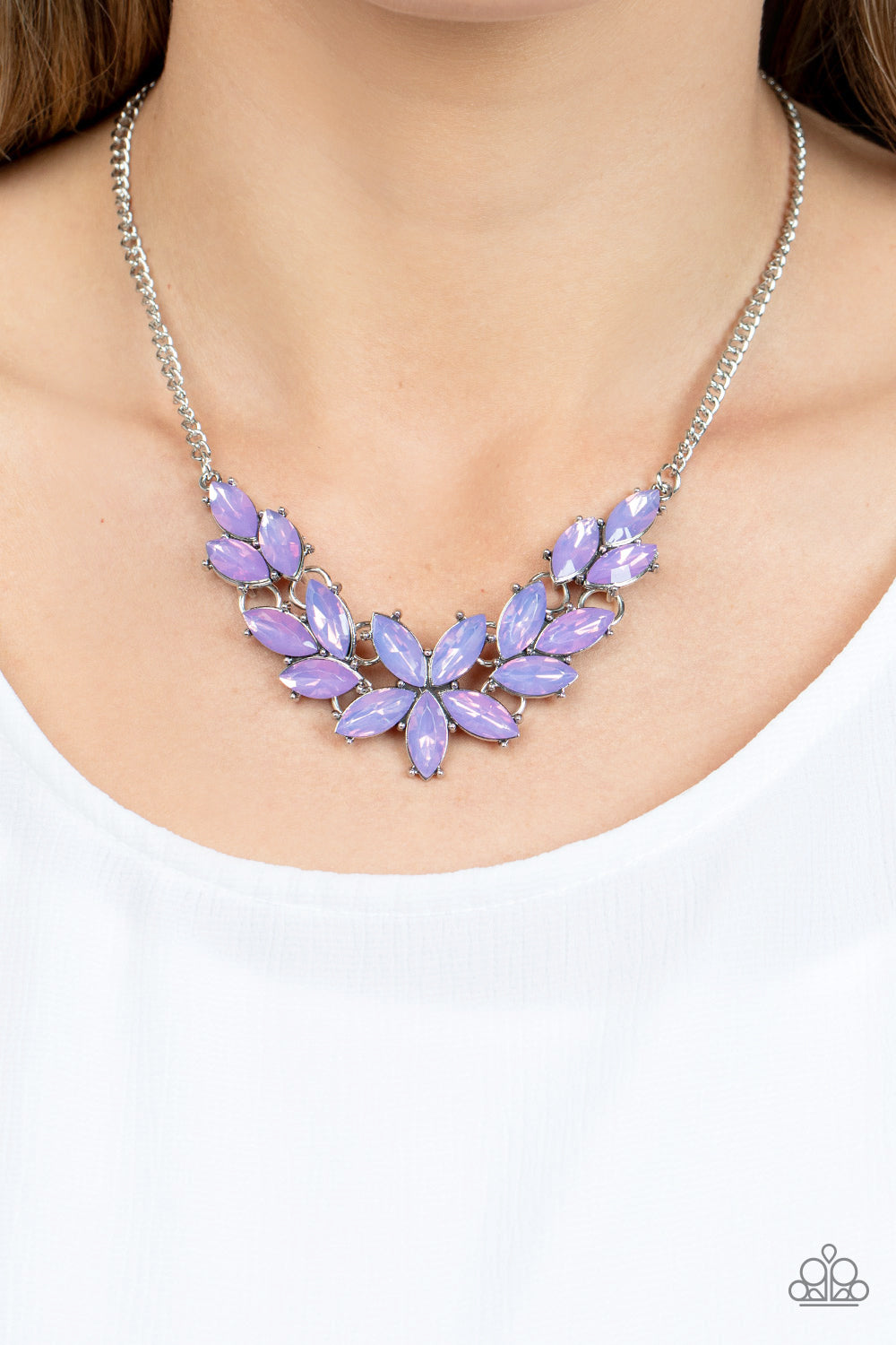 Ethereal Efflorescence - Purple Gem Silver Short Necklace