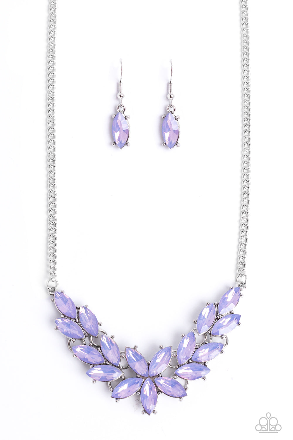 Ethereal Efflorescence - Purple Gem Silver Short Necklace