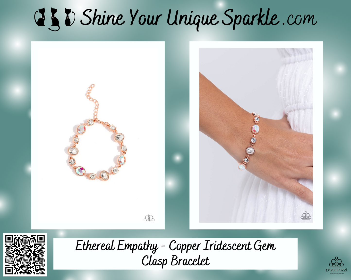Ethereal Empathy - Copper Iridescent Gem Clasp Bracelet