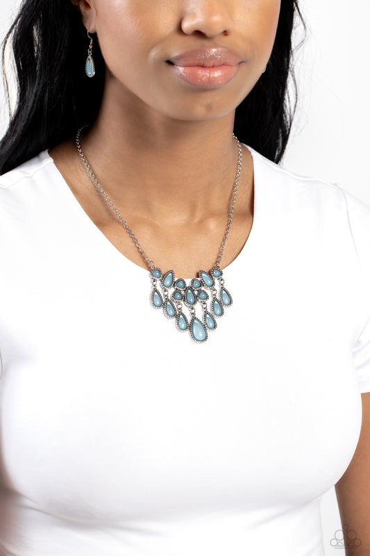 Exceptionally Ethereal - Blue Bead Silver Short Necklace