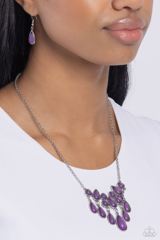 Exceptionally Ethereal - Purple Bead Silver Short Necklace