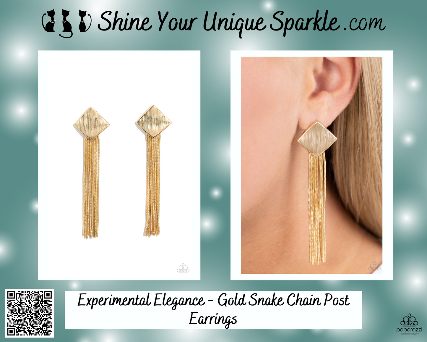 Experimental Elegance - Gold Snake Chain Post Earrings