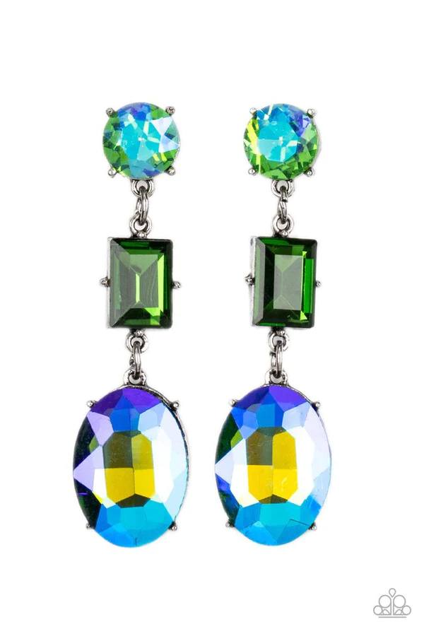 Extra Envious - Green and Blue UV Shimmer Gem Post Earrings