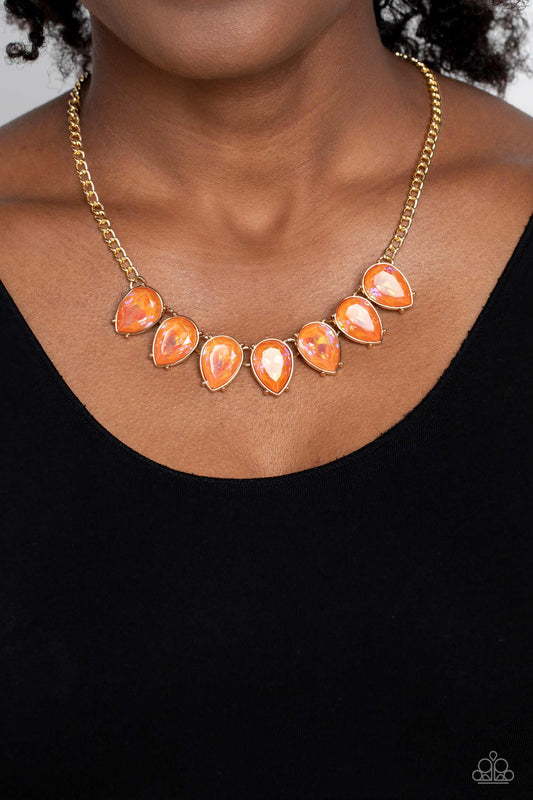 FLIRTY Dancing - Orange Gem Gold Short Necklace