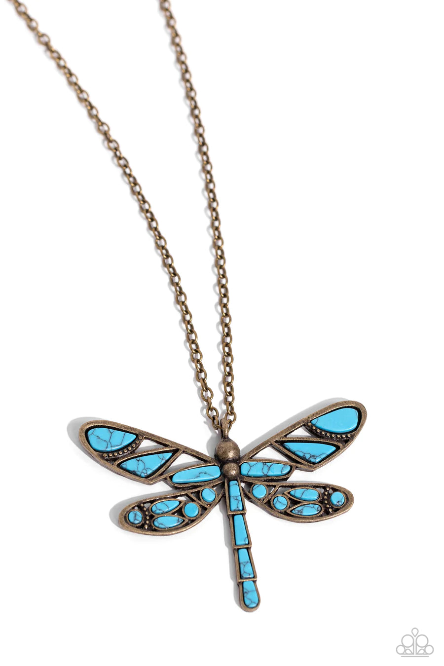 FLYING Low - Brass Turquoise Stone Dragonfly Medium Necklace - 2023 Convention Exclusive