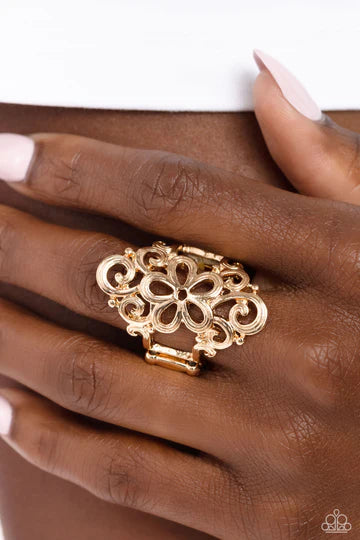 Fantastically Floral - Gold Filigree Ring