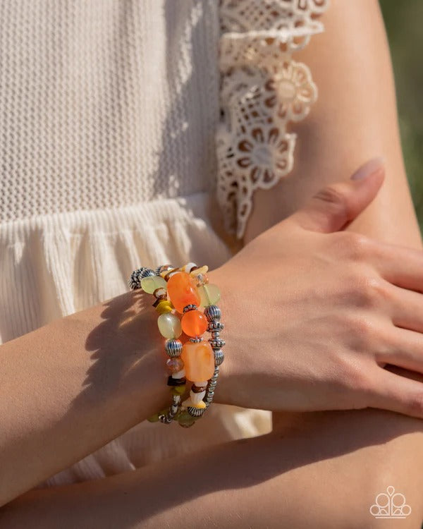Feeling Alive - Multi Shell, Crystal, Wood, Acrylic and Silver Beads Earthy Coil Bracelet - 2024 Convention Exclusive