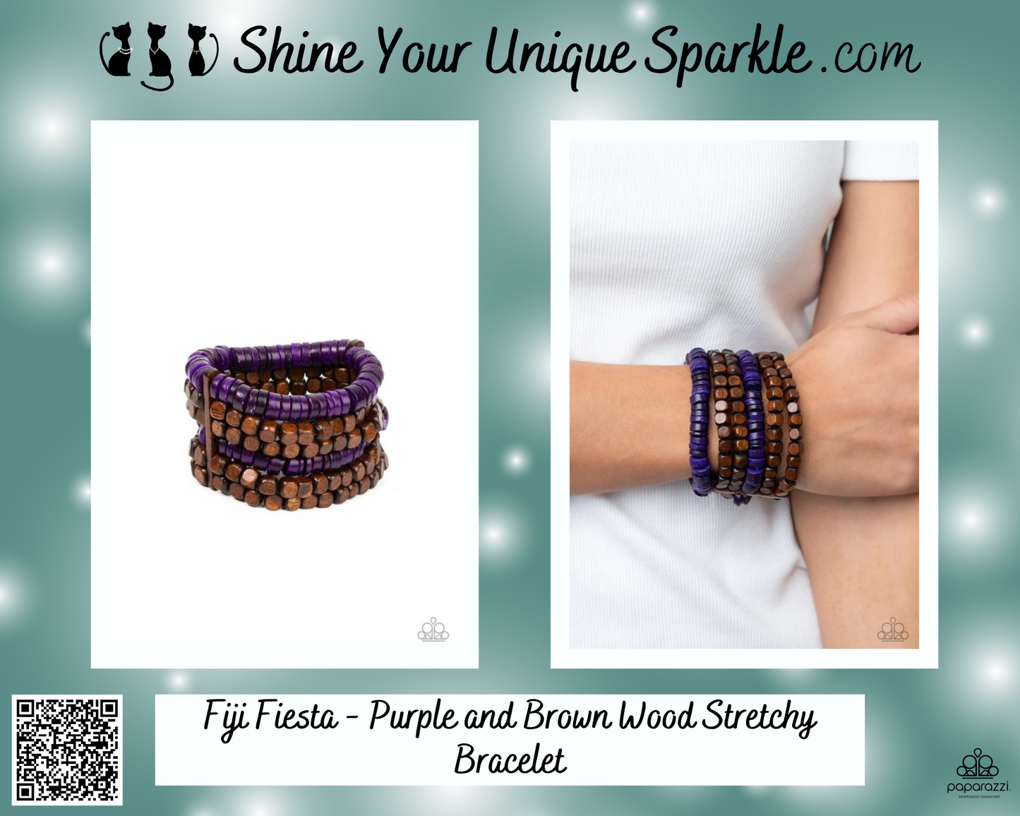 Fiji Fiesta - Purple and Brown Wood Stretchy Bracelet