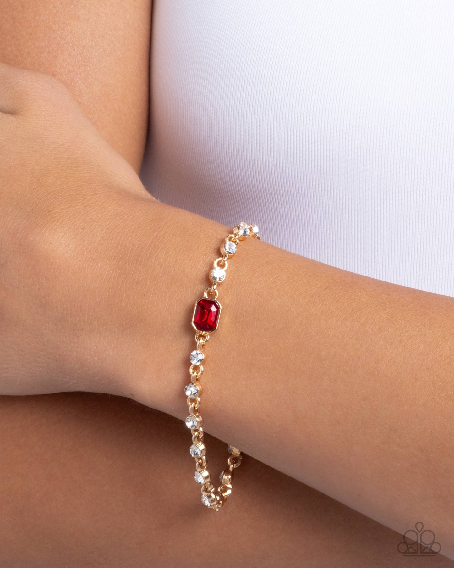 Fitted Fidelity - Red Gem Gold Clasp Bracelet