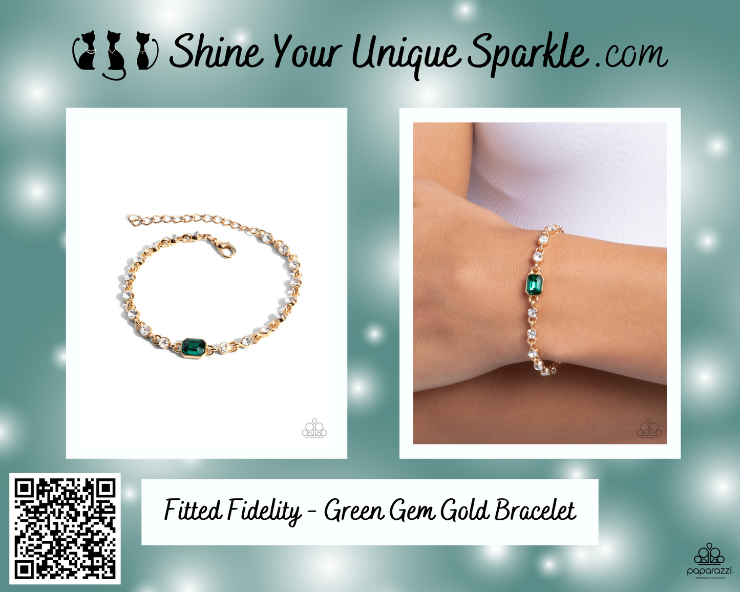 Fitted Fidelity - Green Gem Gold Clasp Bracelet