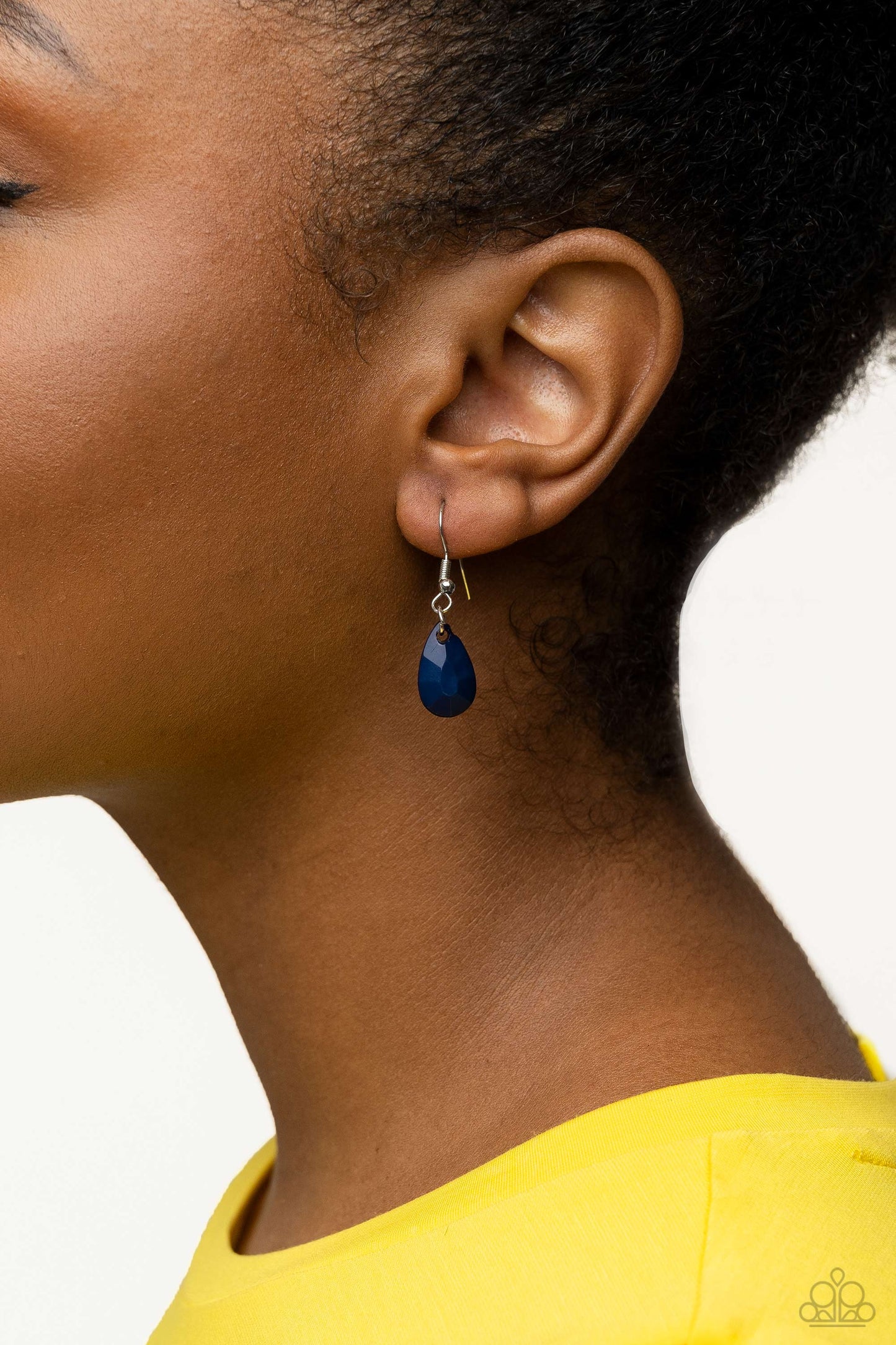 PERFECT MATCH / SET: Flirty Flood - Blue Crystal Bead Layered Silver Short Necklace AND Cheeky Cascade - Blue Crystal Bead Silver Earrings