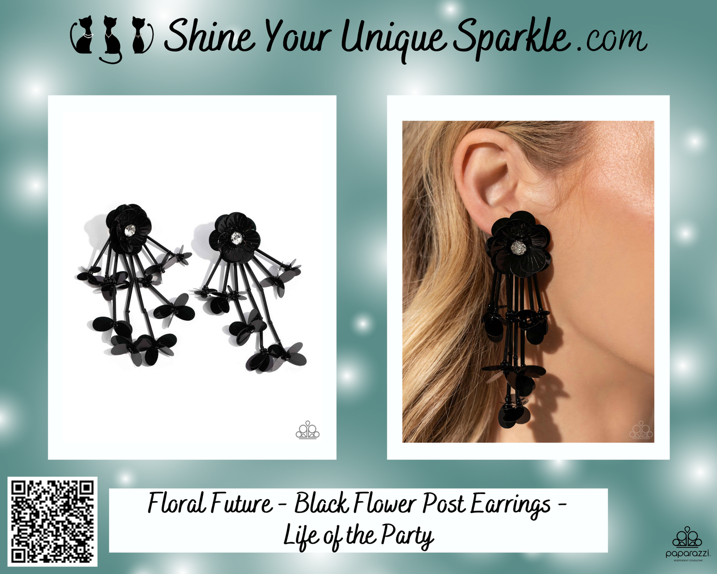 Floral Future - Black Flower Post Earrings - Life of the Party