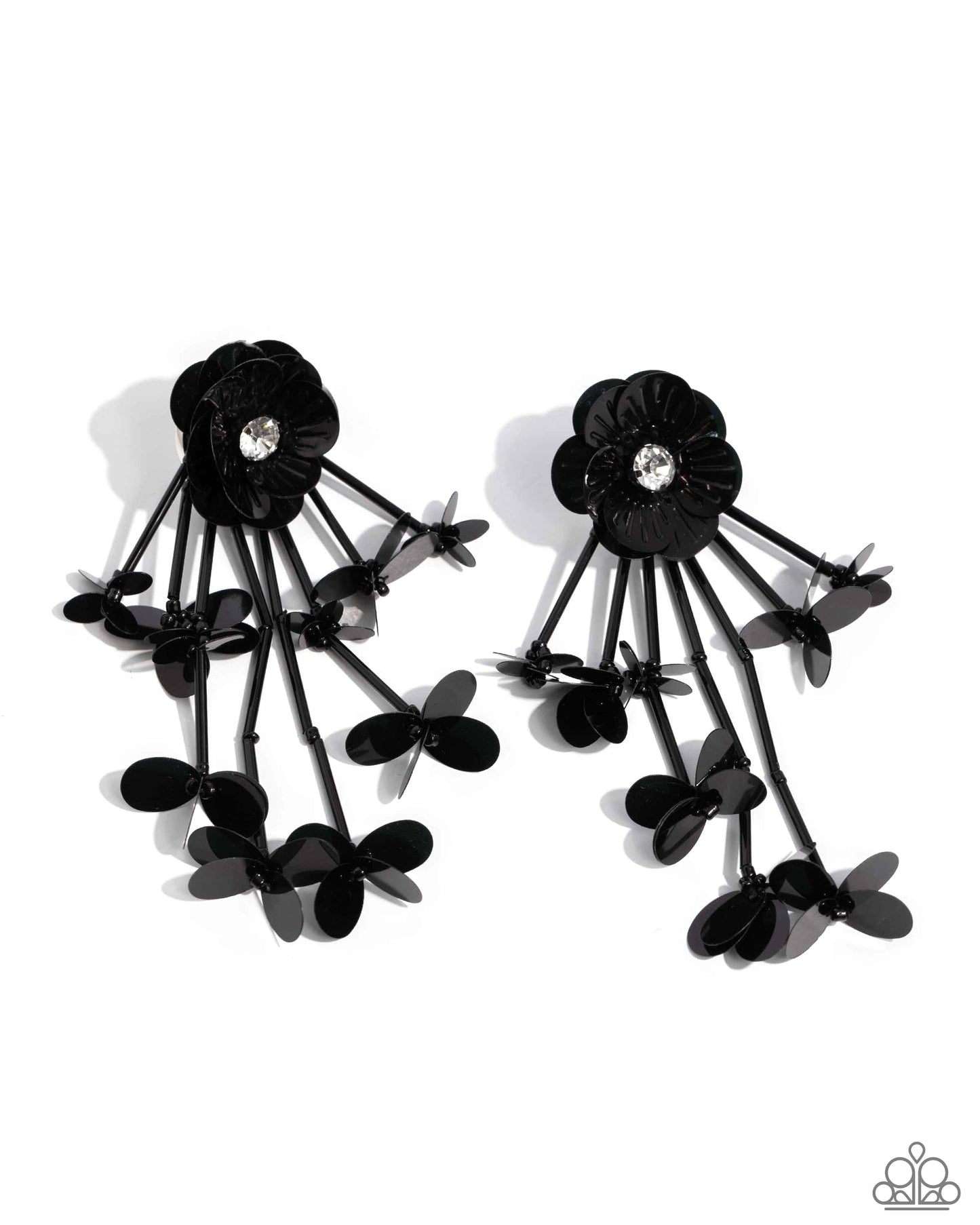 Floral Future - Black Flower Post Earrings - Life of the Party