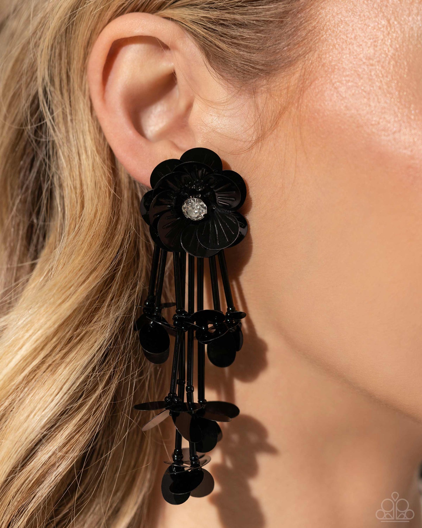 Floral Future - Black Flower Post Earrings - Life of the Party