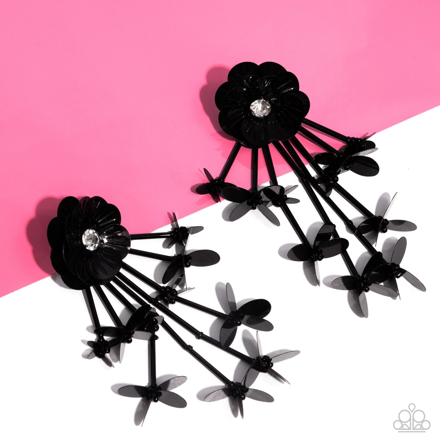 Floral Future - Black Flower Post Earrings - Life of the Party