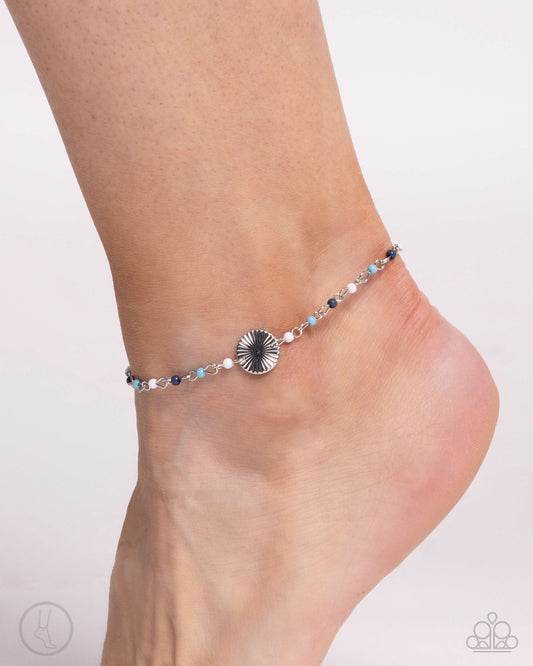 Florida Freestyle - Blue Bead Silver Accent Anklet