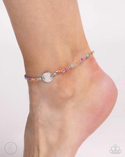 Florida Freestyle - Multi Color Bead Silver Accent Anklet