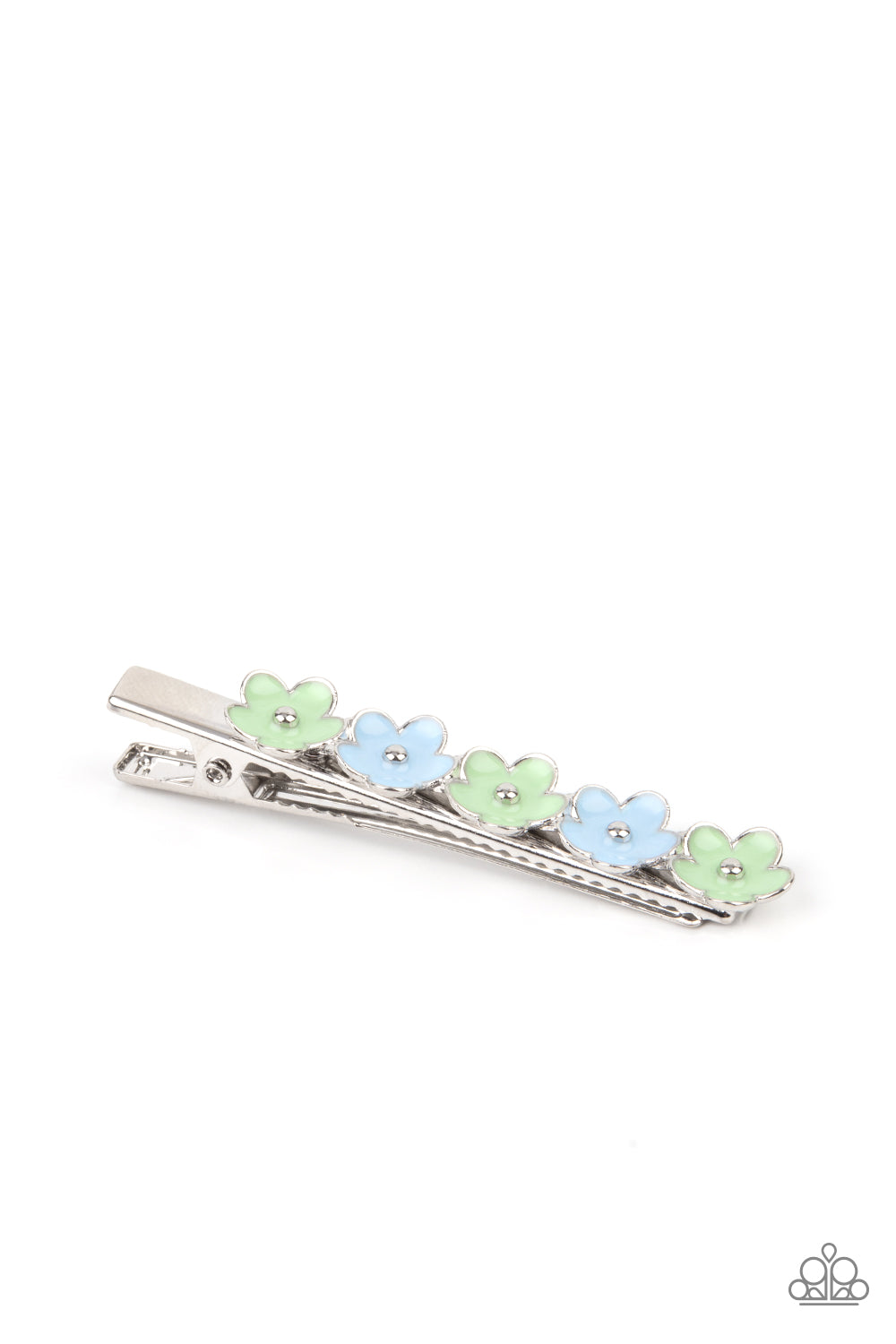 Flower Patch Flirt - Multi Color Flower Silver Hair Clip