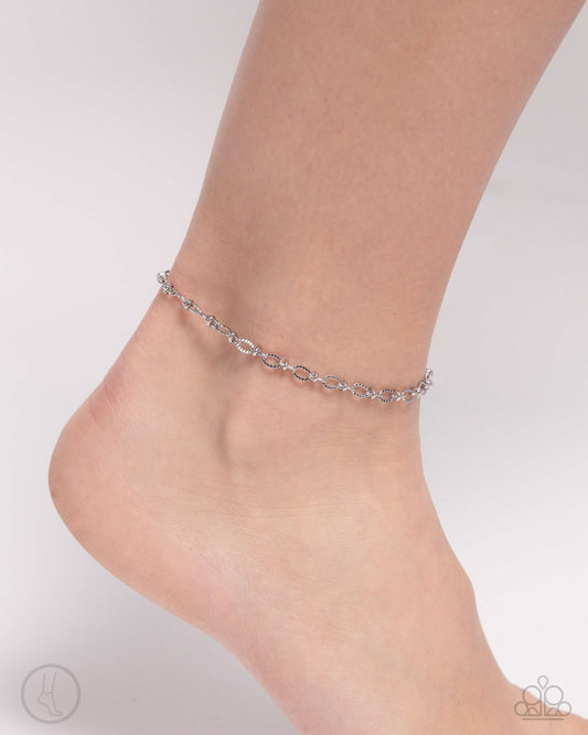 For A Moment - Silver Textured Chain Anklet