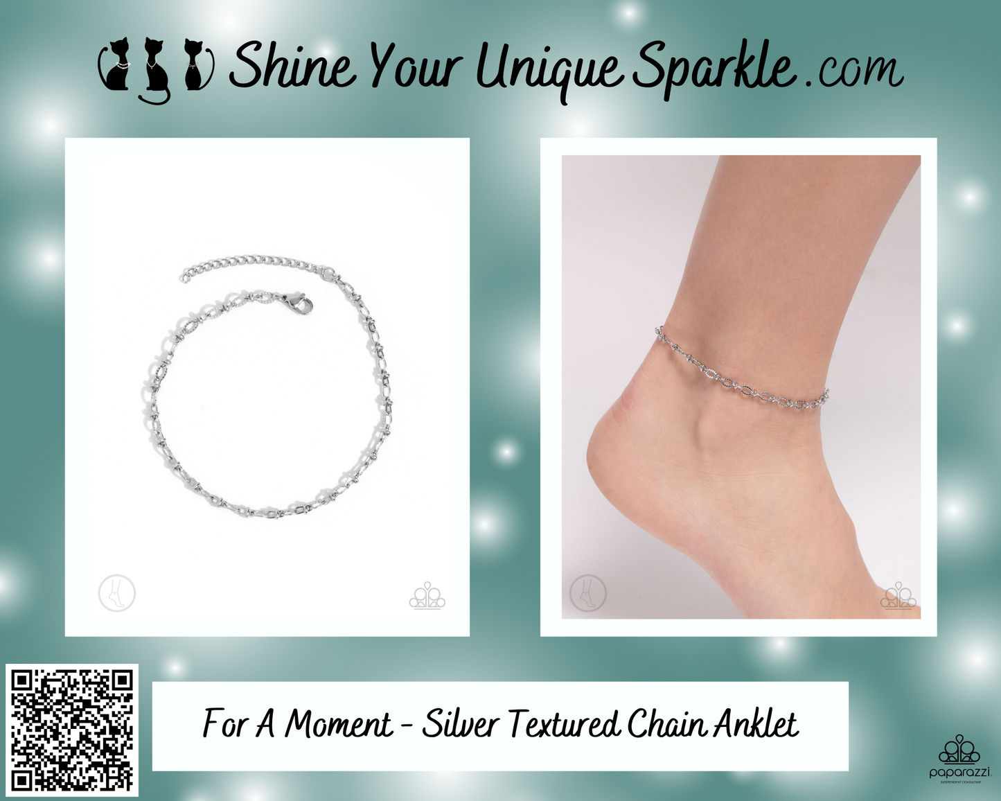 For A Moment - Silver Textured Chain Anklet
