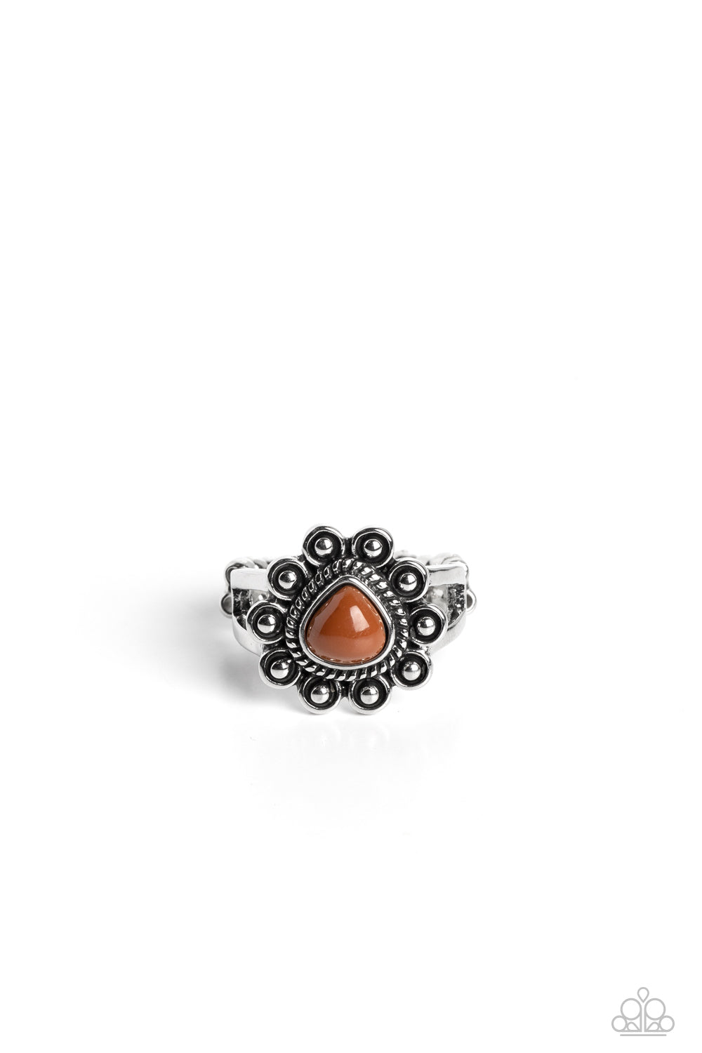 Fruity Frou-Frou - Brown Bead Silver Ring