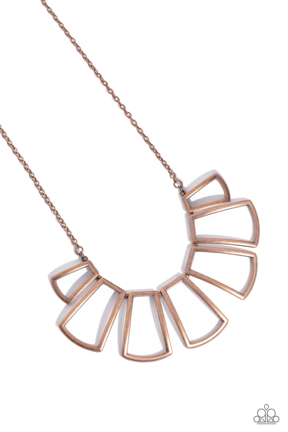 Full-Fledged Framed - Copper Rectangle Fan Short Necklace