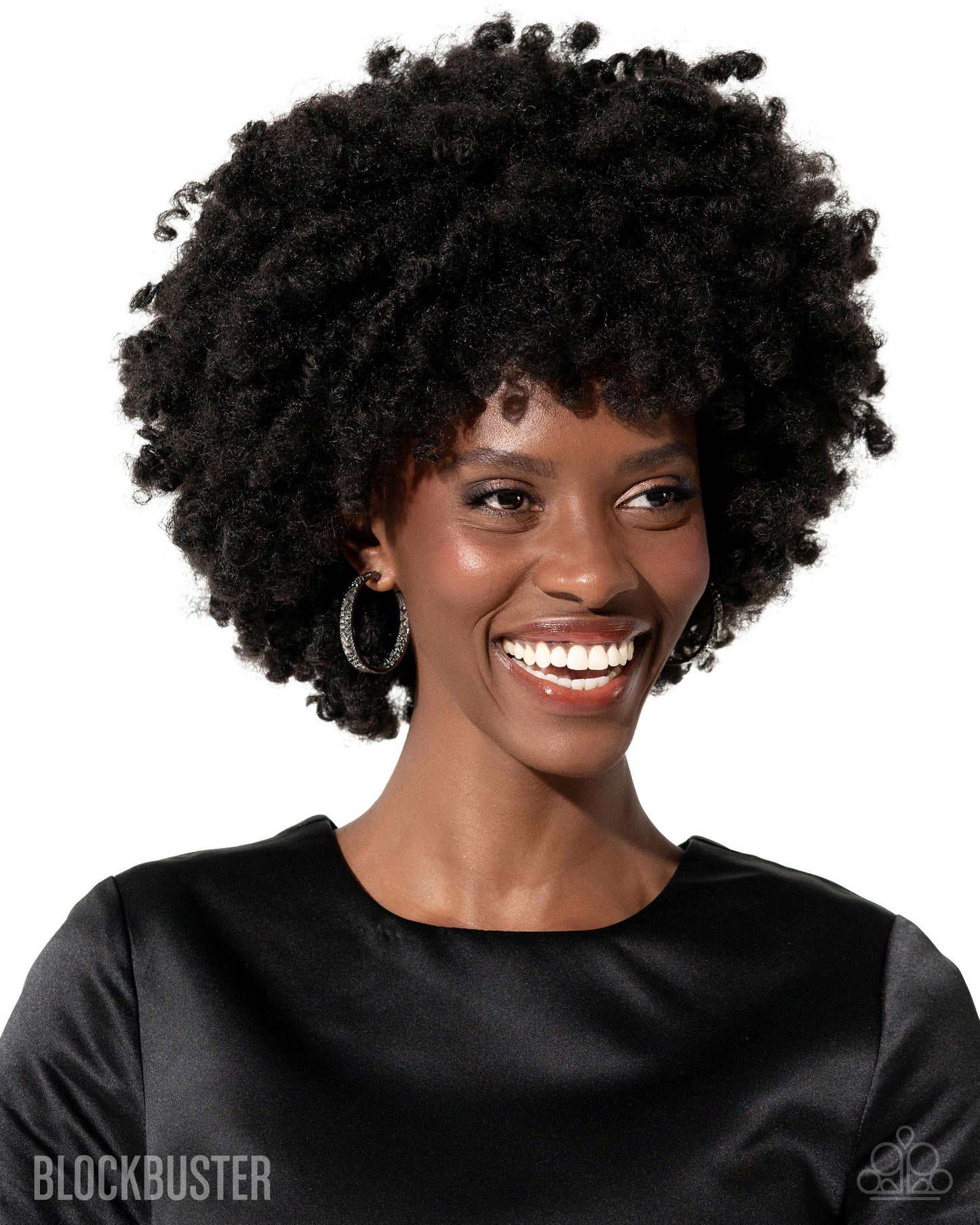 GLITZY By Association - Black with Hematite Rhinestones Hoop, Post Earrings - Blockbuster