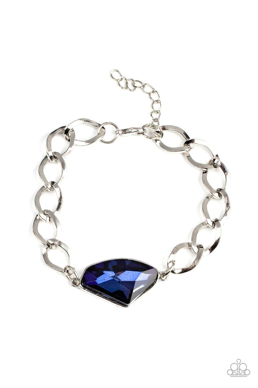 Galactic Grunge - Blue Gem Silver Chain Clasp Bracelet