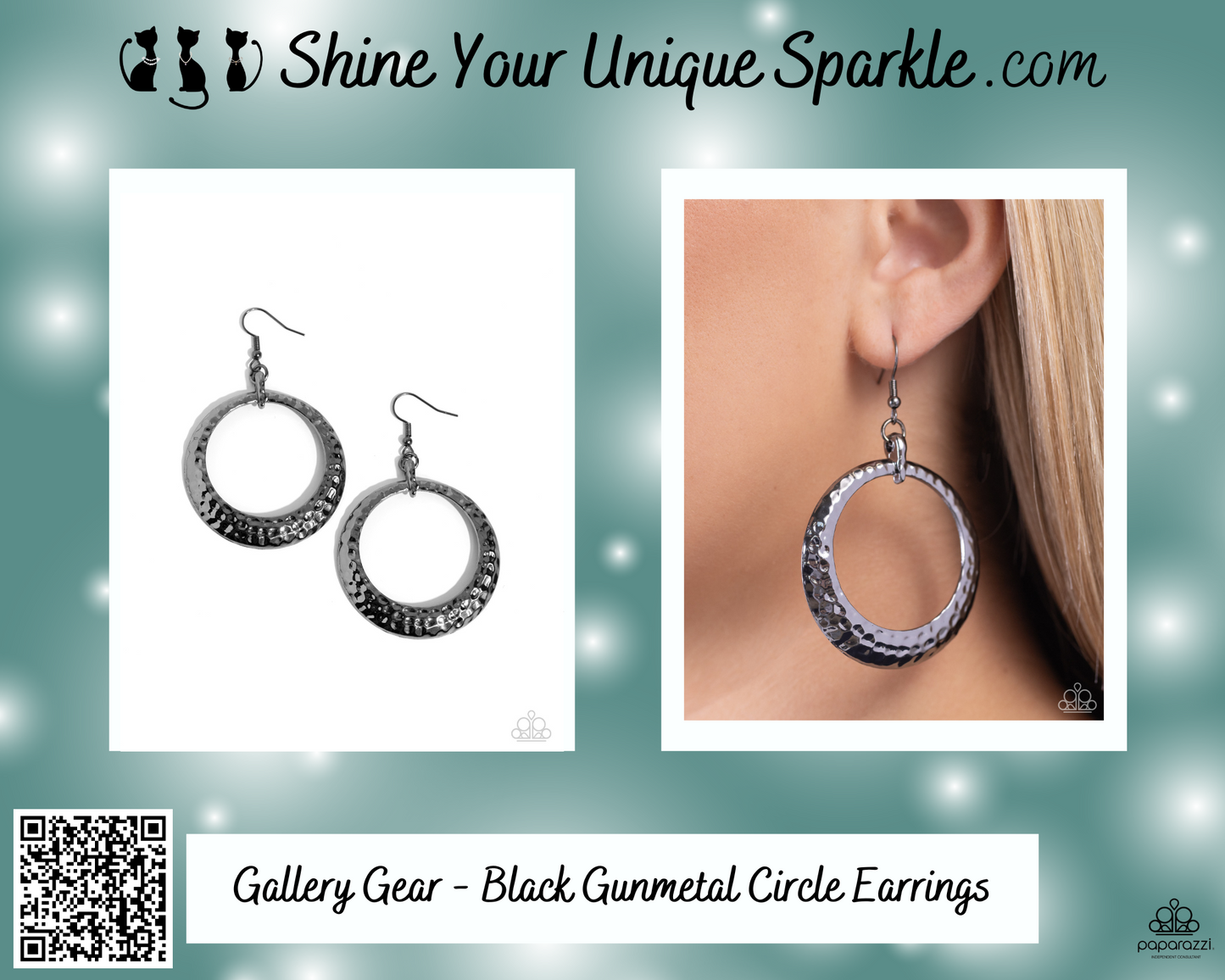 Gallery Gear - Black Gunmetal Circle Earrings